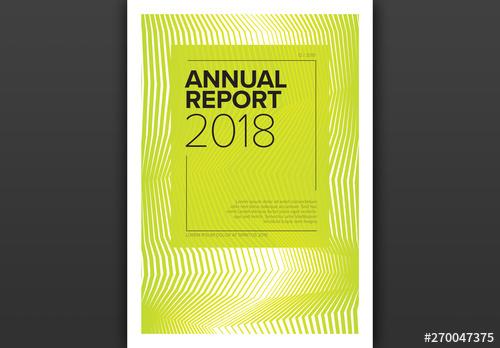 Green Annual Report Cover Layout with Zig Zags - 270047375