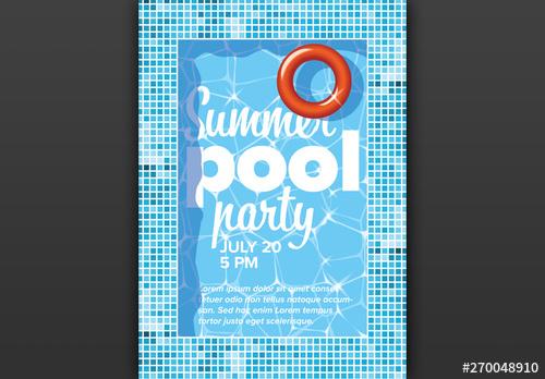 Summer Pool Party Poster Layout - 270048910
