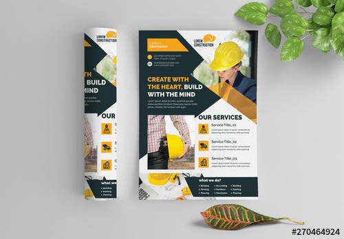 Construction Flyer Layout with Layered Photo Elements - 270464924