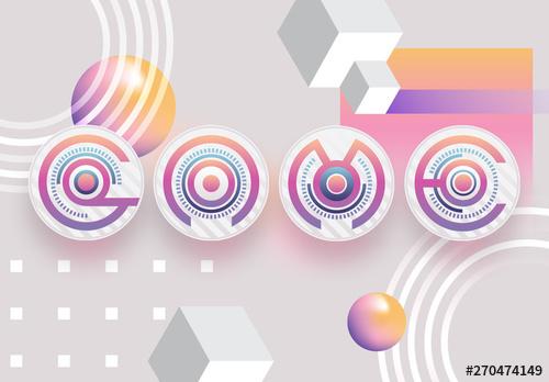 Colorful Abstract Circular Alphabet and Number Typography Set - 270474149