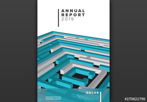 Blue Maze Graphic Annual Report Cover Layout - 270821790