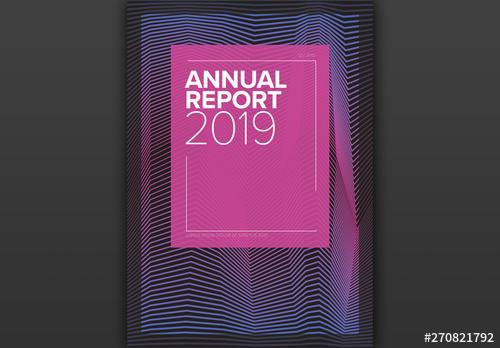 Abstract Purple Line Pattern Annual Report Cover Layout - 270821792
