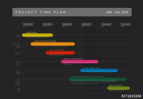 Dark Project Plan Timeline Layout with Colorful Bars - 271815204
