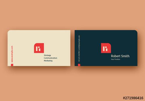 Business Card with Rounded Corner Element - 271986416