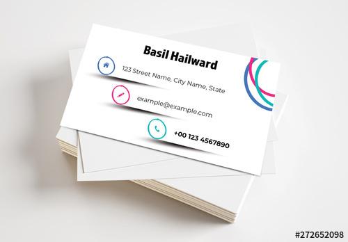 Business Card Layout with Paper Stripes and Circles - 272652098