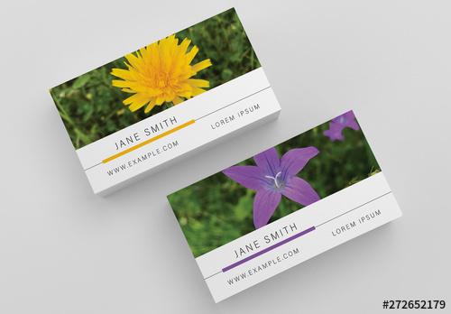 Business Card Layout with Plant Photographs - 272652179