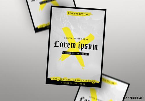 Event Poster Layout with Mountain Photograph Background and Yellow Elements - 272686040