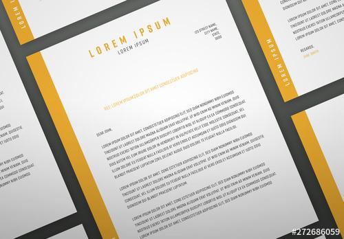 Letterhead Design Layout with Orange Accents - 272686059