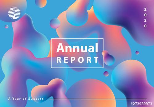 Annual Report Cover Layout with 3D Gradient Shapes - 273939973