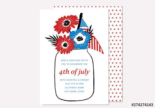 Fourth of July Invitation Layout with Star Pattern - 274274143