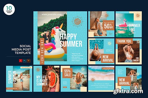 Summer Fashion Social Media Kit PSD & AI Template
