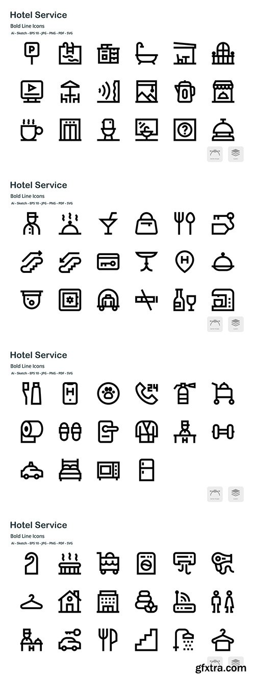 Hotel Service Mini Bold Line Vector Icons