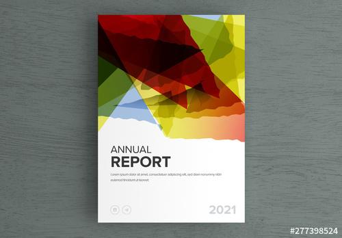 Annual Report Cover Layout with Multicolored Abstract Background - 277398524