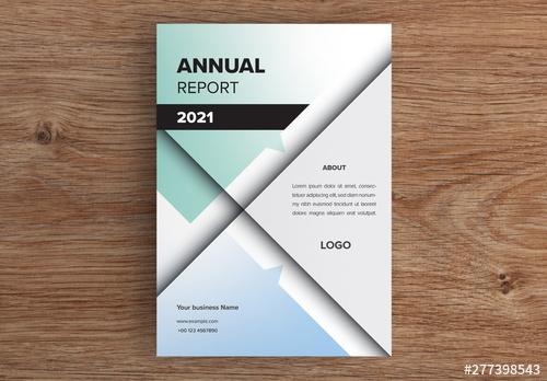 Annual Report Cover Layout with Blue and Green Accents - 277398543