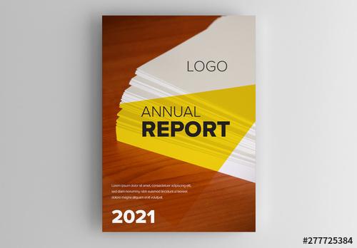 Annual Report Cover Layout with Yellow Accents - 277725384