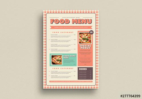 Food Menu Layout with Gingham Elements - 277764399
