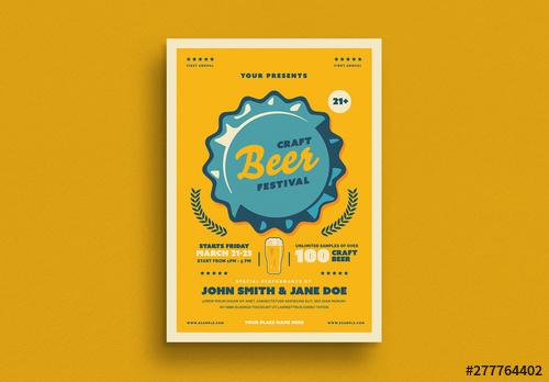 Craft Beer Festival Flyer Layout with Graphic Elements - 277764402