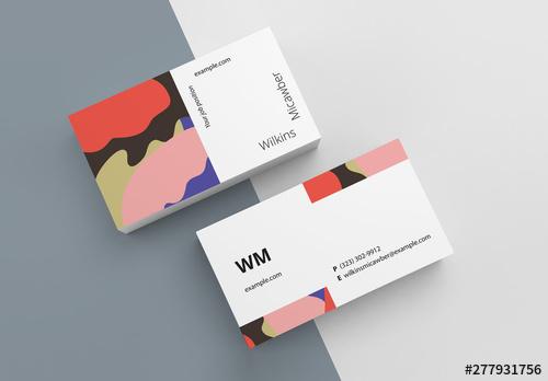 Business Card Layout with Abstract Designs - 277931756