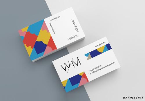 Business Card Layout with Abstract Designs - 277931757