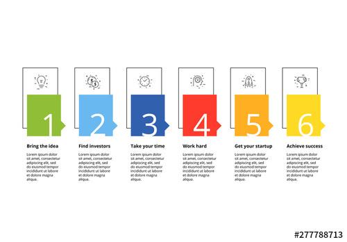 6 Step Infographic with Rainbow Elements - 277788713