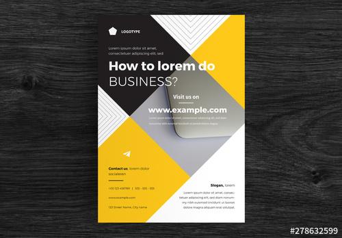 Flyer Layout with Yellow Accents - 278632599