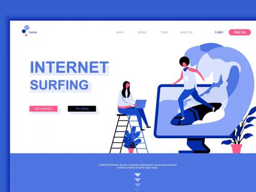Internet Surfing Flat Landing Page Template