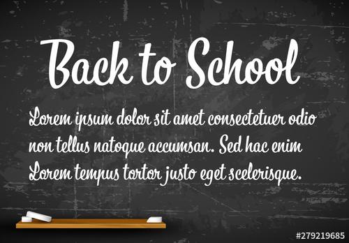 Back to School Banner Layout with Chalkboard Background - 279219685