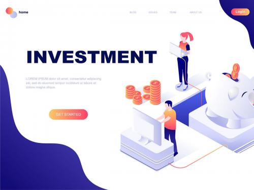 Investment Isometric Landing Page Template