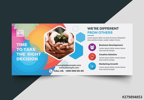 Multicolored Banner Layout with Hexagonal Graphics - 279894853
