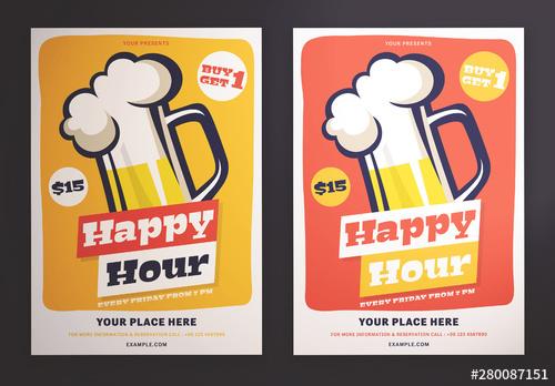 Happy Hour Flyer Layout - 280087151