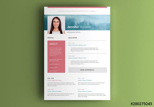 Resume Layout with Image of Blue Sky - 280279245