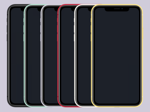 Iphone 11 Mockup with six colours