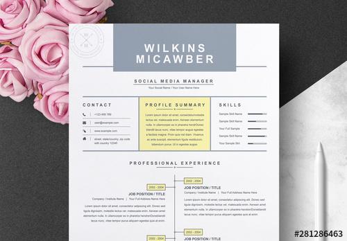 Resume Layout with Gray and Yellow Accents - 281286463