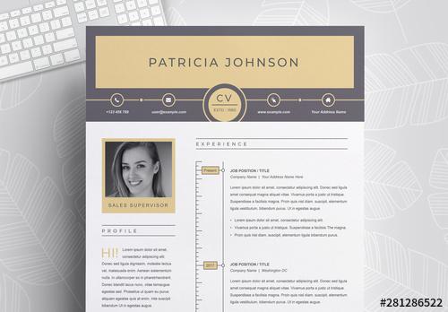 Gray and Gold Resume Layout with Photo - 281286522