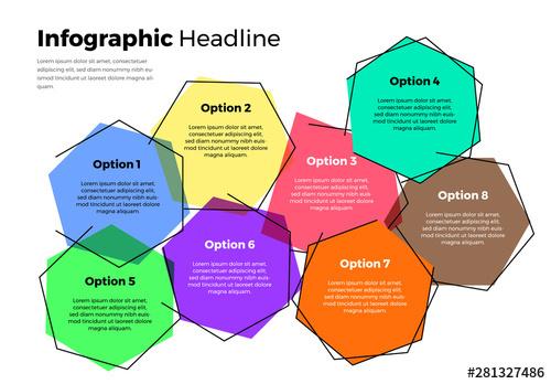 Hexagon Info Chart Layout with Colored Accent - 281327486