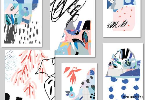 Illustrative Poster Layout Set with Abstract Paint Style - 281869272