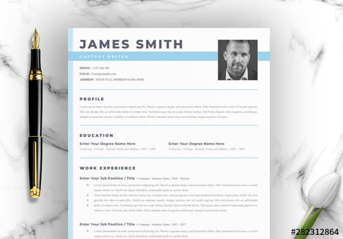 Resume Layout Set with Blue Accents - 282312864