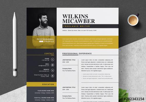 Professional Resume CV Template Layout - 282343154