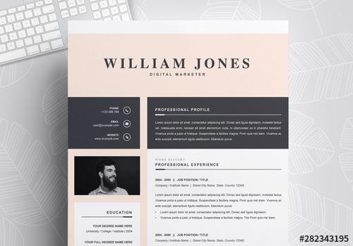 Creative Resume Templates Layout with Photo - 282343195