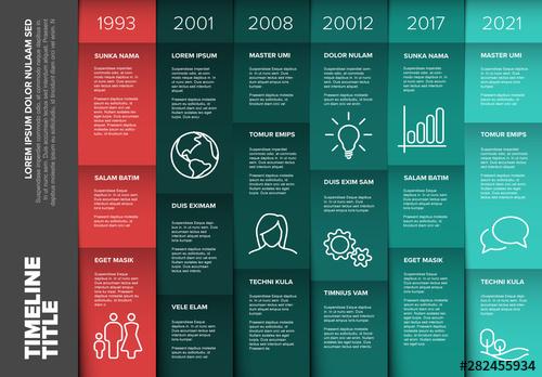Info Chart Layout with Teal and Red Boxes - 282455934