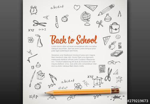 Back to School Banner Layout with Illustrations - 279219673