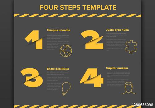 4 Steps Cut Effect Info Chart Layout with Icons - 280656098