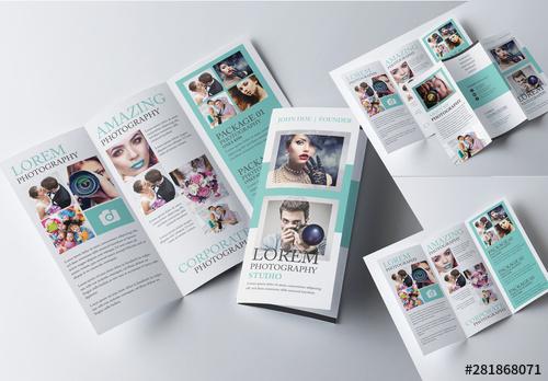 Trifold Brochure Layout with Teal Elements - 281868071