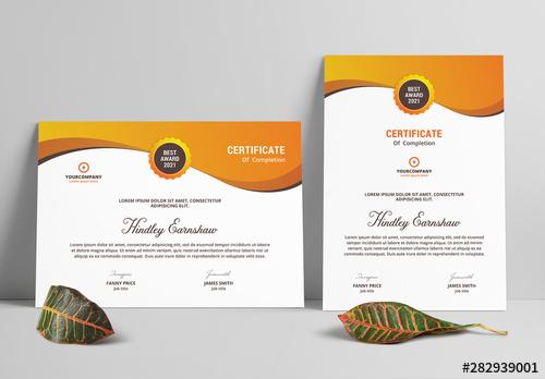 Certificate Layout with Orange Gradient Elements - 282939001