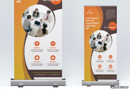 Roll-Up Banner Layout with Orange Gradients - 282939033
