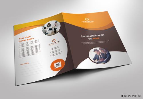 Fold-Up Presentation Folder Layout with Orange Gradients - 282939038