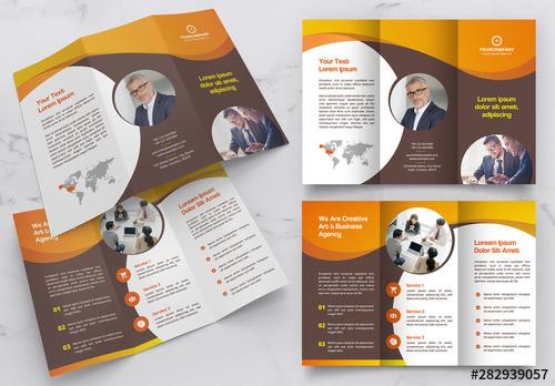 Trifold Brochure Layout with Orange Gradients - 282939057