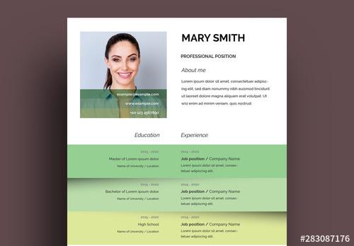 Resume Layout with Green Accents - 283087176