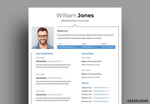 Resume Layout with Blue Accents - 283814345