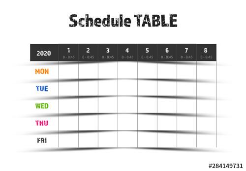 School Schedule Table Layout - 284149731